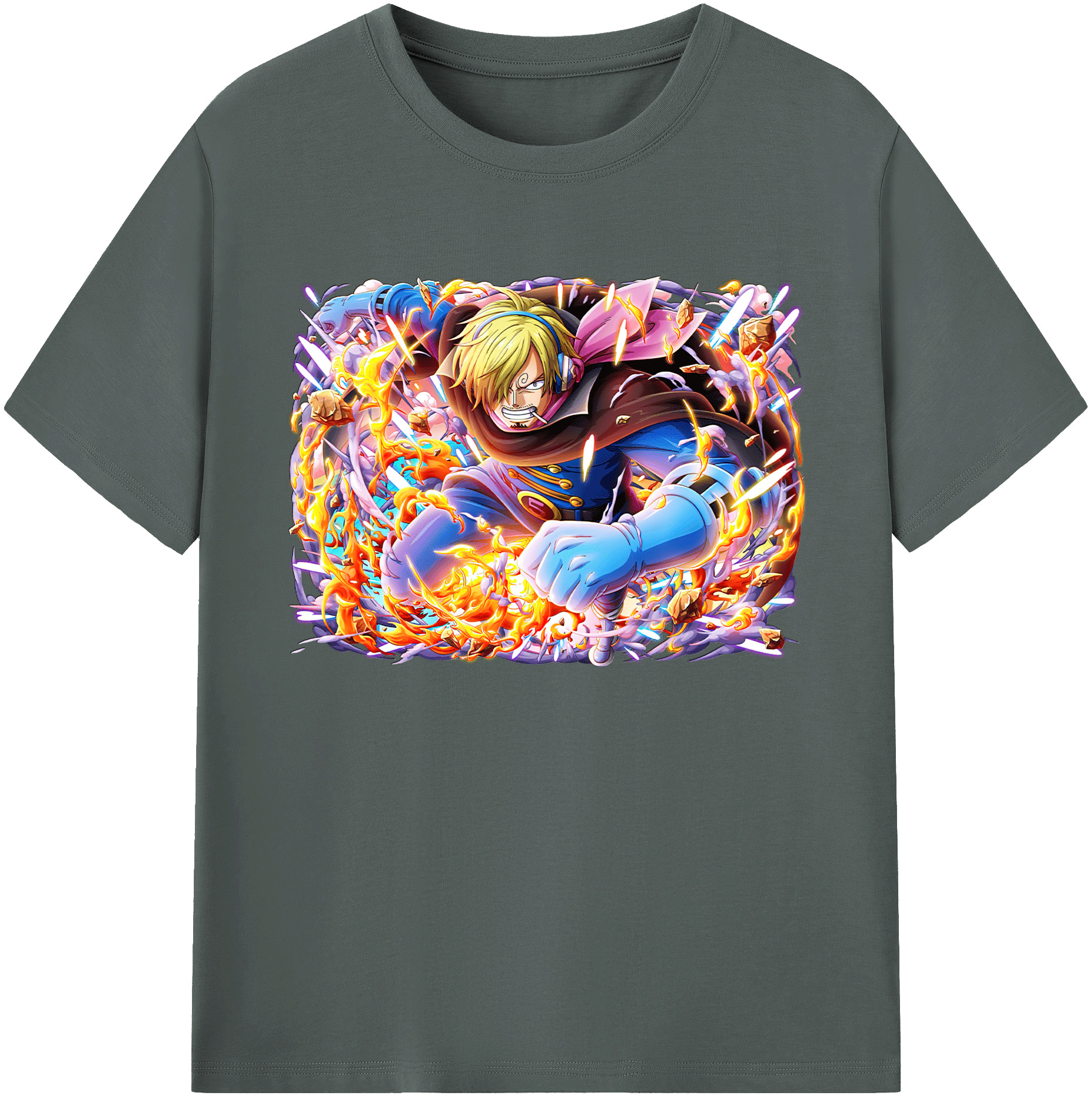 （画像用） ワンピース サンジ ONE PIECE Sanji 綿100％ メンズ半袖Tシャツ｜肌触りやわらか＆通気性